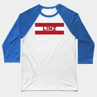 Linz City in Austrian Flag Baseball T-Shirt